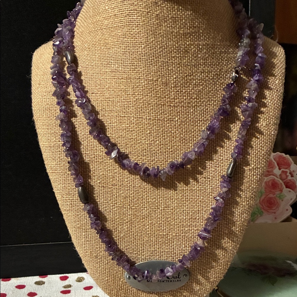 Purple Beaded Necklae amethyst